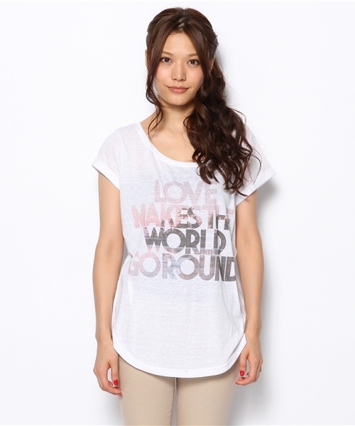 laule'a sunny side store(ラウレアサニーサイドストア)の「フォトメッセージプリントTee(Tシャツ/カットソー・レディース・ホワイト・FREE)」の2枚目の写真