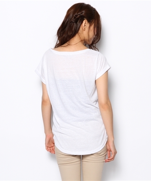 laule'a sunny side store(ラウレアサニーサイドストア)の「フォトメッセージプリントTee(Tシャツ/カットソー・レディース・ホワイト・FREE)」の4枚目の写真