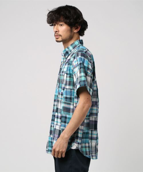 HOUSTON(ヒューストン)の「【UNIVERD72】チェック パッチワーク ボタンダウン シャツ(シャツ/ブラウス・メンズ・ブラウン/レッド/ブルー/グリーン・MEDIUM/LARGE/X-LARGE)」の5枚目の写真
