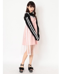 メッセージロゴリボンラインチュールワンピース