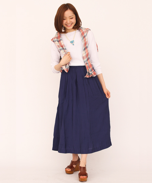 Another Edition（アナザーエディション）の「AE R/N MAXI SK ◆（スカート・レディース・シャーベット/ネイビー/ホワイト・フリー）」の2枚目の写真
