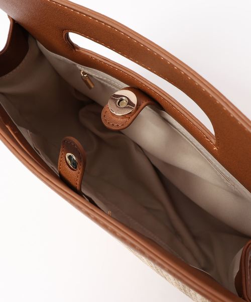 KOBE LETTUCE（コウベレタス）の「レザーカゴコンビハーフムーンバッグ（かごバッグ・レディース・ブラック/オレンジ/キャメル・FREE）」の7枚目の写真