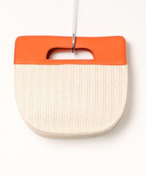 KOBE LETTUCE（コウベレタス）の「レザーカゴコンビハーフムーンバッグ（かごバッグ・レディース・ブラック/オレンジ/キャメル・FREE）」の9枚目の写真