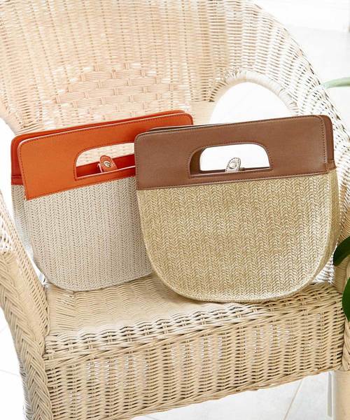 KOBE LETTUCE（コウベレタス）の「レザーカゴコンビハーフムーンバッグ（かごバッグ・レディース・ブラック/オレンジ/キャメル・FREE）」の14枚目の写真