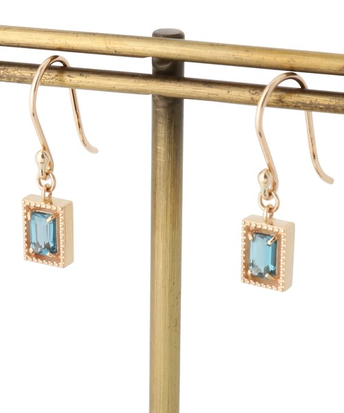 福袋 売れ残り カラーストーン（ブルートパーズ） 透かしフチミル フックピアス アクセサリー