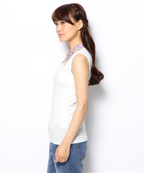 OUTLET(アウトレット)の「【Kastane】シャツ衿ノースリーブプルオーバー(Tシャツ/カットソー・レディース・ホワイト×イエロー/ホワイト×ホワイト/チャコールグレー×ブラック・FREE)」の11枚目の写真