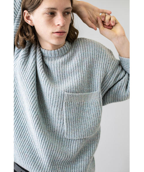 MONKEY TIME（モンキータイム）の「＜monkey time＞ AZE CLR/MLG CROPPED CREW NECK/ニット（ニット/セーター・メンズ・ライトブルー/ライトピンク・M/S/L）」の4枚目の写真