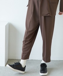 /梨地 アンクルワイドテーパードパンツ/