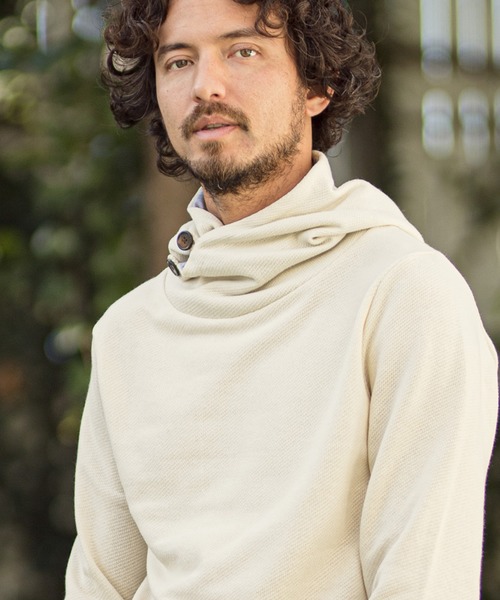 CAMBIO（カンビオ）の「mpa2240-URAKE Volume Neck Knit Pullover Parka プルオーバーパーカー（パーカー・メンズ・ブラック/グレー/ナチュラル・M/L）」の3枚目の写真