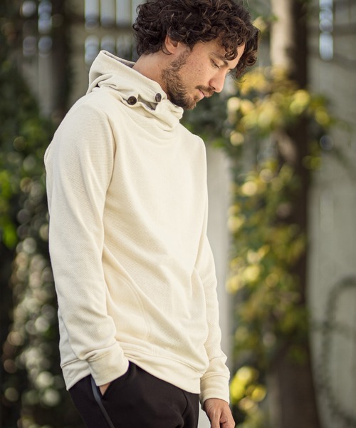 CAMBIO（カンビオ）の「mpa2240-URAKE Volume Neck Knit Pullover Parka プルオーバーパーカー（パーカー・メンズ・ブラック/グレー/ナチュラル・M/L）」の5枚目の写真