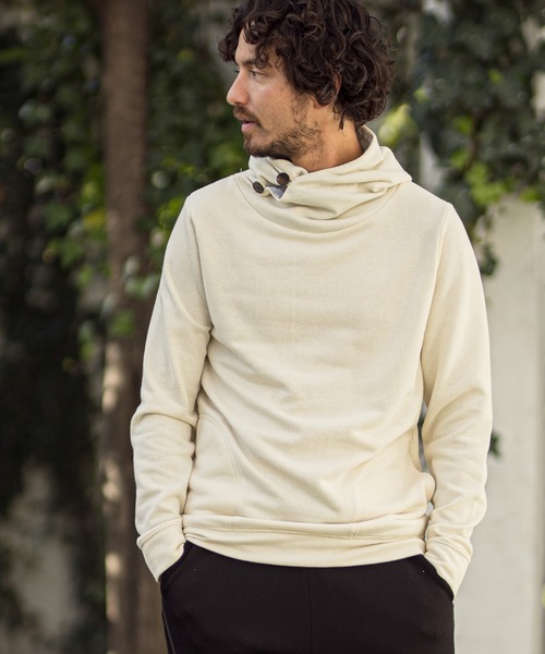 CAMBIO（カンビオ）の「mpa2240-URAKE Volume Neck Knit Pullover Parka プルオーバーパーカー（パーカー・メンズ・ブラック/グレー/ナチュラル・M/L）」の4枚目の写真
