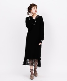 axes femme | ネックレス付ニットワンピース(ワンピース)