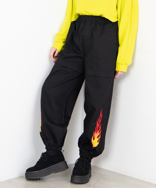 WEGO（ウィゴー）の「WEGO/刺繍ジップパンツ（スラックス・レディース・ブラック/ブラック系その他・FREE）」の2枚目の写真