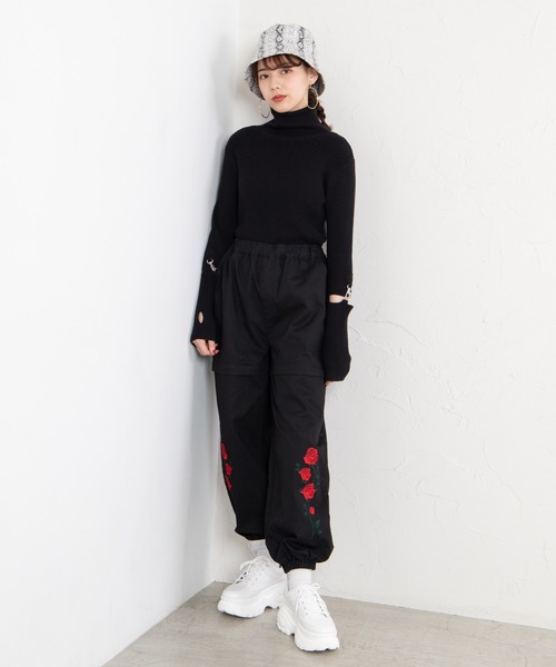 WEGO（ウィゴー）の「WEGO/刺繍ジップパンツ（スラックス・レディース・ブラック/ブラック系その他・FREE）」の10枚目の写真