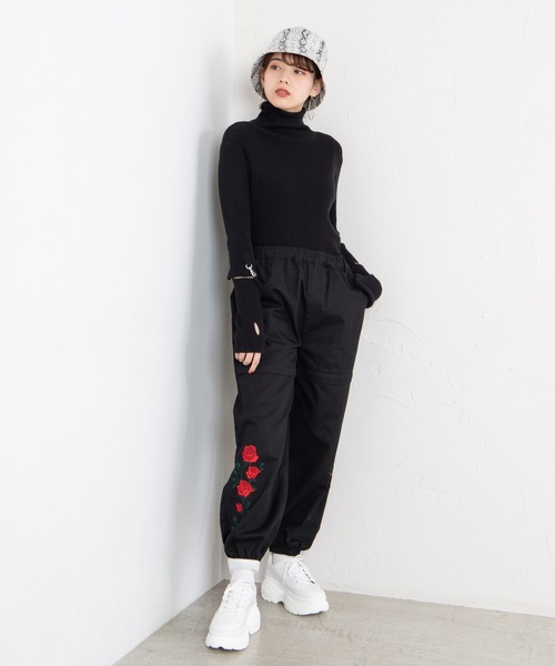 WEGO（ウィゴー）の「WEGO/刺繍ジップパンツ（スラックス・レディース・ブラック/ブラック系その他・FREE）」の12枚目の写真