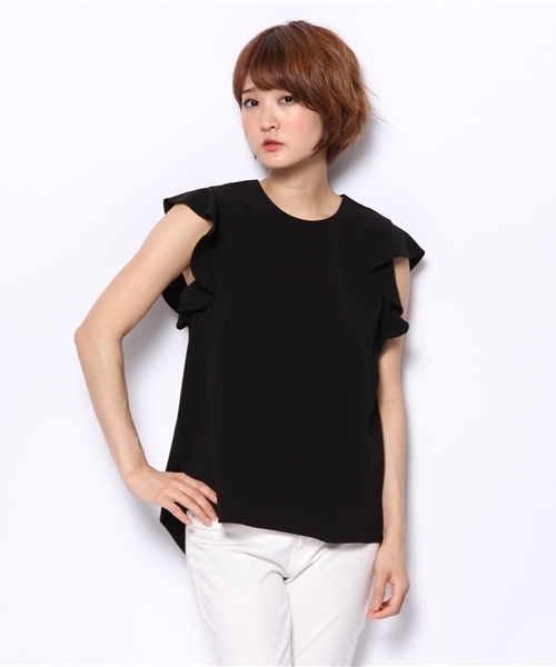 ODORANTES nano･universe（オドラント ナノ・ユニバース）の「ウォッシャブル 袖フレアジョーゼット ブラウス（シャツ/ブラウス・レディース・ブラック/ネイビー・FREE）」の2枚目の写真