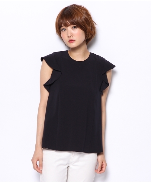 ODORANTES nano･universe（オドラント ナノ・ユニバース）の「ウォッシャブル 袖フレアジョーゼット ブラウス（シャツ/ブラウス・レディース・ブラック/ネイビー・FREE）」の3枚目の写真