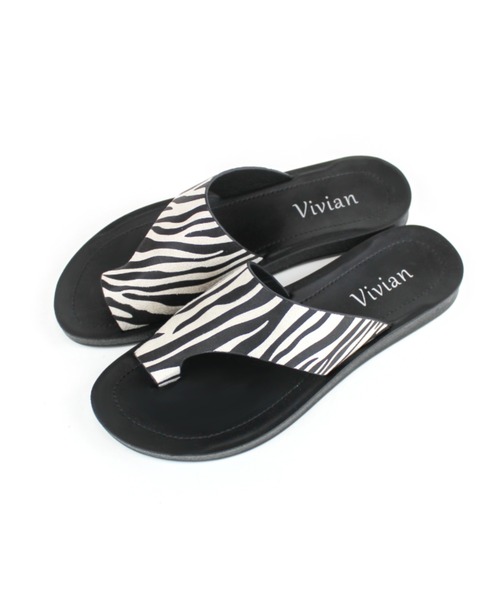 VIVIAN（ヴィヴィアン）の「アシメトングカジュアルコンフォートトングサンダル（サンダル・レディース・アイボリー/シルバー/ベージュ系その他6/グレー系その他7/パイソン/キャメル/D/ダークブラウン/ブラック/ホワイト/ゼブラ/ナチュラル/ホワイト×レッド/ゴールド/プラチナム・L/LL/M/S/XL）」の13枚目の写真