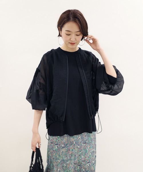 DouDou(ドゥドゥ)の「シアーブルゾン(ブルゾン・レディース・ブラック/オフホワイト/オレンジ・FREE)」の7枚目の写真