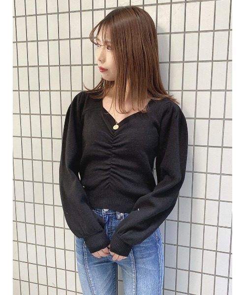 one way（ワンウェイ）の「フロントドロストニット（ニット/セーター・レディース・ブラック/ホワイト/ライトブルー/ライトイエロー・FREE）」の7枚目の写真