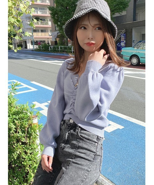 one way（ワンウェイ）の「フロントドロストニット（ニット/セーター・レディース・ブラック/ホワイト/ライトブルー/ライトイエロー・FREE）」の8枚目の写真