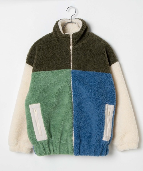 DING（ディング）の「DING/バイカラーボアブルゾン（ブルゾン・レディース・ブラウン/グリーン・FREE）」の4枚目の写真