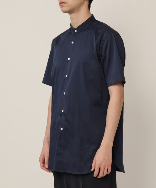 KASHIYAMA(カシヤマ)の「バンドカラーショートスリーブ サテンストレッチ ロングテイルシャツ(シャツ/ブラウス・メンズ・ネイビー/ブルー/ホワイト・マルチサイズ)」の13枚目の写真