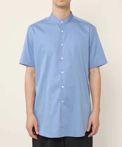 KASHIYAMA(カシヤマ)の「バンドカラーショートスリーブ サテンストレッチ ロングテイルシャツ(シャツ/ブラウス・メンズ・ネイビー/ブルー/ホワイト・マルチサイズ)」の19枚目の写真