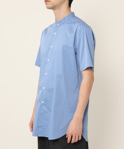 KASHIYAMA(カシヤマ)の「バンドカラーショートスリーブ サテンストレッチ ロングテイルシャツ(シャツ/ブラウス・メンズ・ネイビー/ブルー/ホワイト・マルチサイズ)」の20枚目の写真