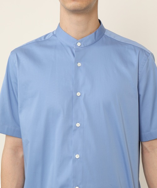 KASHIYAMA(カシヤマ)の「バンドカラーショートスリーブ サテンストレッチ ロングテイルシャツ(シャツ/ブラウス・メンズ・ネイビー/ブルー/ホワイト・マルチサイズ)」の22枚目の写真