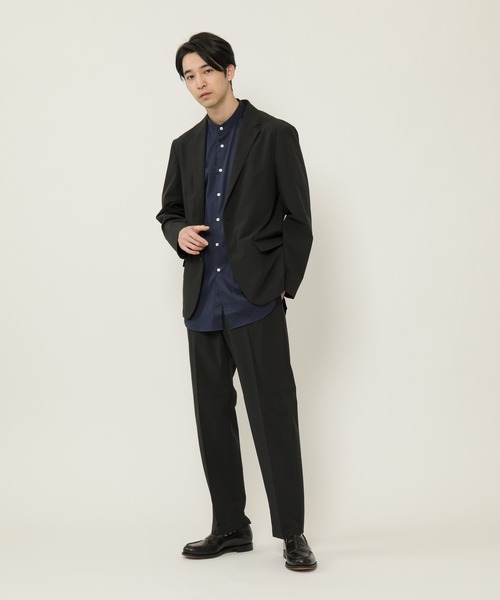 KASHIYAMA(カシヤマ)の「バンドカラーショートスリーブ サテンストレッチ ロングテイルシャツ(シャツ/ブラウス・メンズ・ネイビー/ブルー/ホワイト・マルチサイズ)」の10枚目の写真