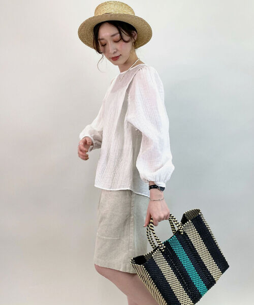 FREDY&GLOSTER(フレディアンドグロスター)の「【田中帽子店/たなかぼうしてん】Marin/f 細麦カンカン帽(ハット・レディース・ベージュ・FREE)」の8枚目の写真