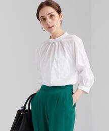 green label relaxing | CS コットン /N ブロード スタンド ギャザー ブラウス(シャツ/ブラウス)