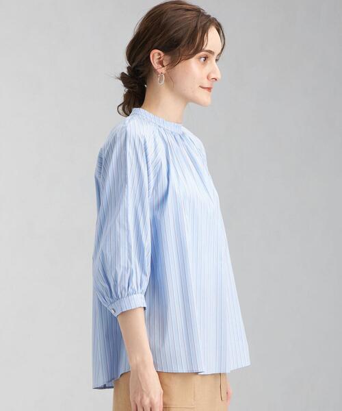 green label relaxing（グリーンレーベルリラクシング）の「CS コットン /N ブロード スタンド ギャザー ブラウス（シャツ/ブラウス・レディース・ホワイト/ダークグレー/その他1・FREE）」の13枚目の写真