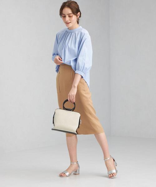 green label relaxing（グリーンレーベルリラクシング）の「CS コットン /N ブロード スタンド ギャザー ブラウス（シャツ/ブラウス・レディース・ホワイト/ダークグレー/その他1・FREE）」の14枚目の写真