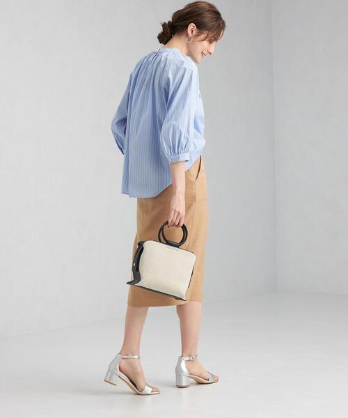 green label relaxing（グリーンレーベルリラクシング）の「CS コットン /N ブロード スタンド ギャザー ブラウス（シャツ/ブラウス・レディース・ホワイト/ダークグレー/その他1・FREE）」の11枚目の写真