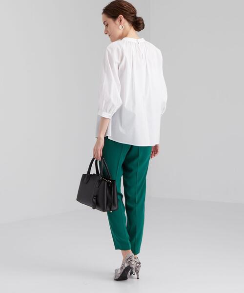 green label relaxing（グリーンレーベルリラクシング）の「CS コットン /N ブロード スタンド ギャザー ブラウス（シャツ/ブラウス・レディース・ホワイト/ダークグレー/その他1・FREE）」の19枚目の写真