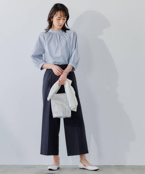 green label relaxing（グリーンレーベルリラクシング）の「CS コットン /N ブロード スタンド ギャザー ブラウス（シャツ/ブラウス・レディース・ホワイト/ダークグレー/その他1・FREE）」の15枚目の写真