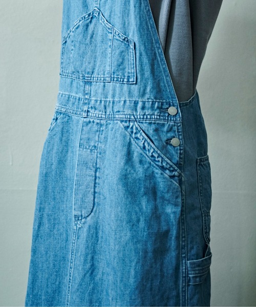 kha:ki（カーキ）の「「KHA:KI / カーキ」Aラインオーバーオールスカート"OVERALL SKIRT"（サロペット/オーバーオール・レディース・カーキ/インディゴブルー・1/2）」の14枚目の写真