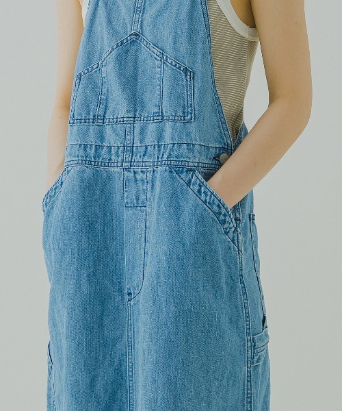 kha:ki（カーキ）の「「KHA:KI / カーキ」Aラインオーバーオールスカート"OVERALL SKIRT"（サロペット/オーバーオール・レディース・カーキ/インディゴブルー・1/2）」の15枚目の写真