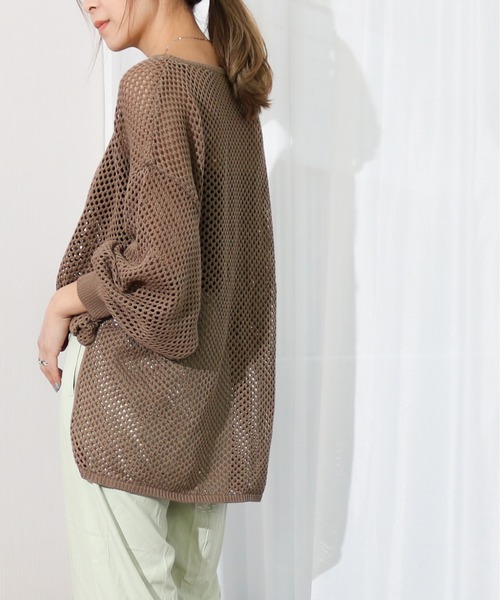 Per sist ence（パーシエンス）の「Per sist ence/パーシエンス　メッシュプルオーバーニット（ニット/セーター・レディース・ブラック/ベージュ/オフホワイト/モカ・FREE）」の3枚目の写真