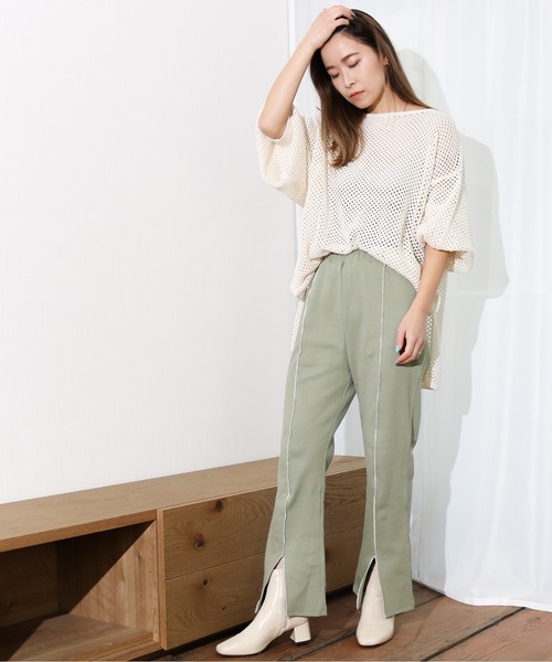 Per sist ence（パーシエンス）の「Per sist ence/パーシエンス　メッシュプルオーバーニット（ニット/セーター・レディース・ブラック/ベージュ/オフホワイト/モカ・FREE）」の8枚目の写真