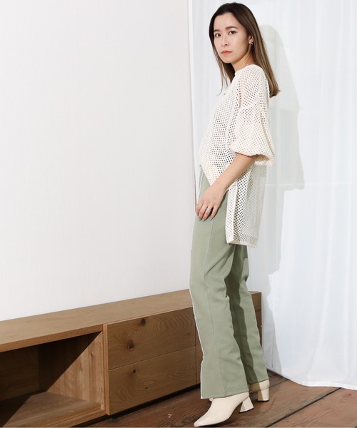 Per sist ence（パーシエンス）の「Per sist ence/パーシエンス　メッシュプルオーバーニット（ニット/セーター・レディース・ブラック/ベージュ/オフホワイト/モカ・FREE）」の9枚目の写真