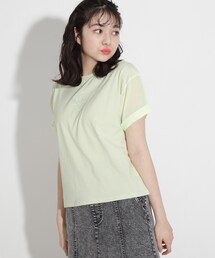 PINK-latte（ピンクラテ）の「◆シアースリーブ刺しゅうハートTシャツ（Tシャツ/カットソー・キッズ）」