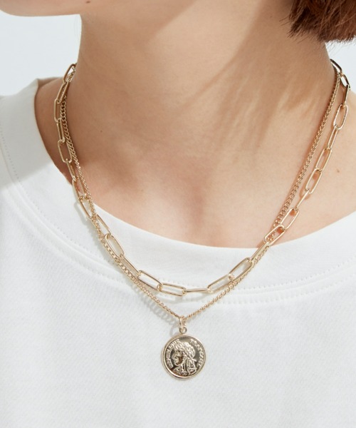 Auntie Rosa Holiday(アンティローザホリデー)の「Wチェーンコインネックレス(ネックレス・レディース・ゴールド/シルバー・FREE)」の1枚目の写真