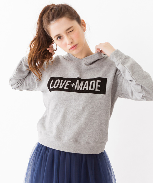 Another Edition(アナザーエディション)の「Another Edition×LOVE MADEフードプルオーバー/ AE×LM HOODED PO(スウェット・レディース・ホワイト/グレー/ネイビー・フリー)」の3枚目の写真