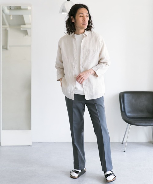 URBAN RESEARCH DOORS（アーバンリサーチドアーズ）の「Linen 7分袖 Shirts（シャツ/ブラウス・メンズ・イエロー/ホワイト系その他/ブルー系その他/チャコールグレー・40/38）」の7枚目の写真