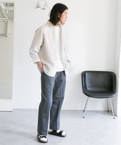 URBAN RESEARCH DOORS（アーバンリサーチドアーズ）の「Linen 7分袖 Shirts（シャツ/ブラウス・メンズ・イエロー/ホワイト系その他/ブルー系その他/チャコールグレー・40/38）」の8枚目の写真