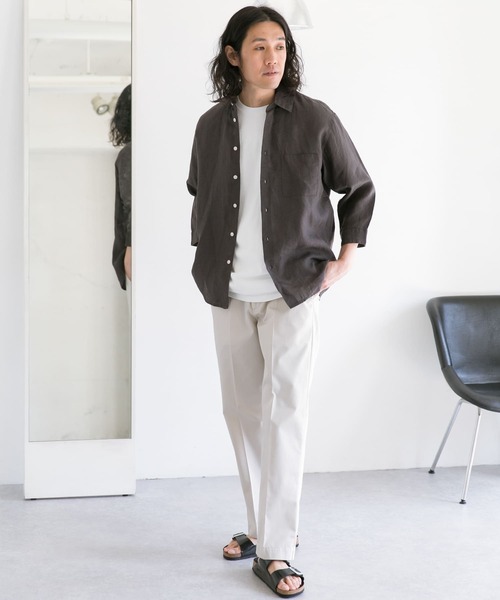 URBAN RESEARCH DOORS（アーバンリサーチドアーズ）の「Linen 7分袖 Shirts（シャツ/ブラウス・メンズ・イエロー/ホワイト系その他/ブルー系その他/チャコールグレー・40/38）」の11枚目の写真