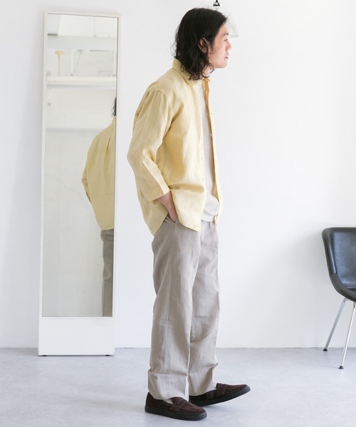 URBAN RESEARCH DOORS（アーバンリサーチドアーズ）の「Linen 7分袖 Shirts（シャツ/ブラウス・メンズ・イエロー/ホワイト系その他/ブルー系その他/チャコールグレー・40/38）」の16枚目の写真